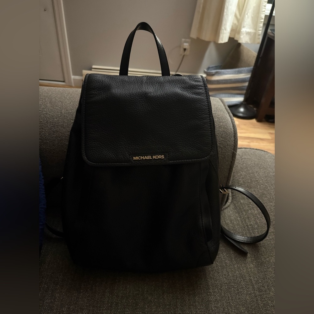 Michael Kors Black Leather Backpack